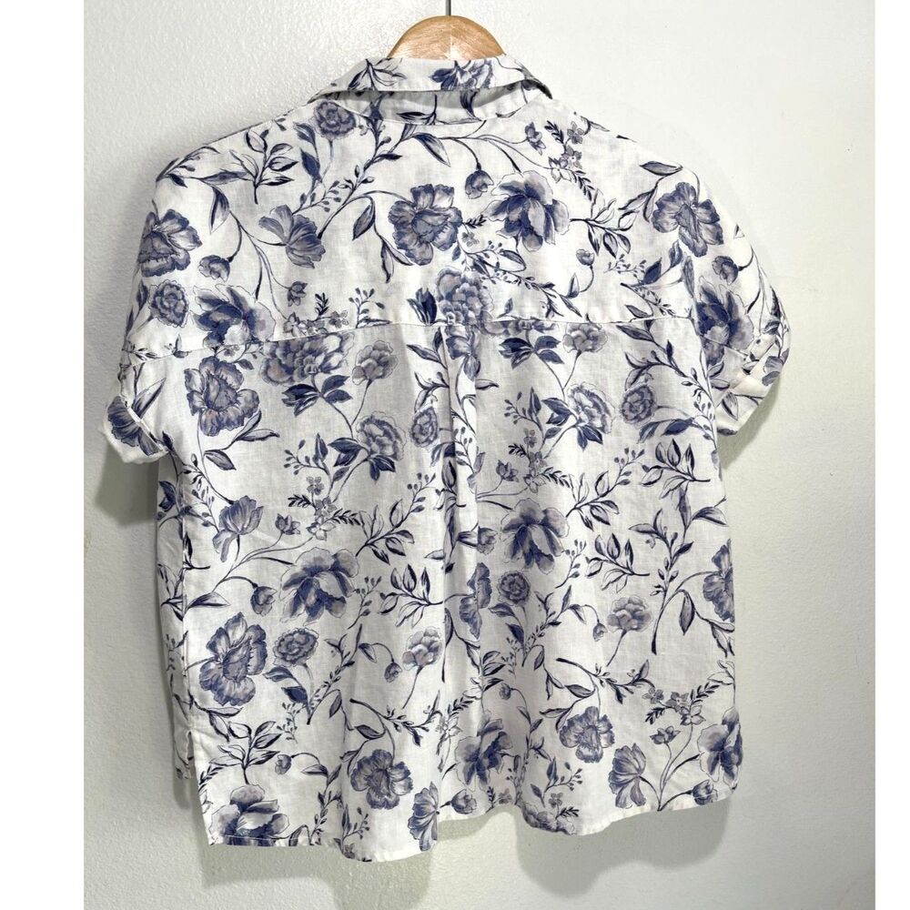 Cynthia rowley 100% linen button up shirt tropical vacation beach resort womenXS - Picture 2 of 5
